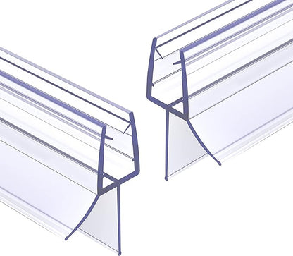 Frameless Ultra Clear Shower Door Bottom Seal 3/8"(10mm) Thick 36"(914mm) Long 2 Pack,Soft Bathroom Door Sweep Rubber Clip,Glass Shower Door Seal Strip Stop Shower Leaks,Fit for Doors Windows