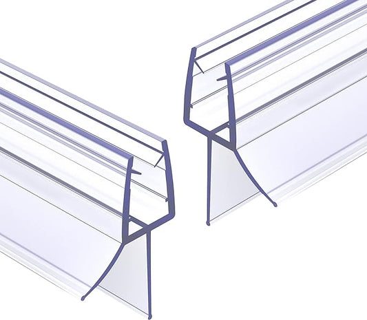 Frameless Ultra Clear Shower Door Bottom Seal 3/8"(10mm) Thick 36"(914mm) Long 2 Pack,Soft Bathroom Door Sweep Rubber Clip,Glass Shower Door Seal Strip Stop Shower Leaks,Fit for Doors Windows