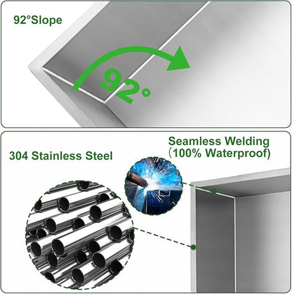 Shower Niche, Stainless Steel Elegant Bathroom Niche, No Tile Needed Recessed Shower Shelf Organizer for Storage