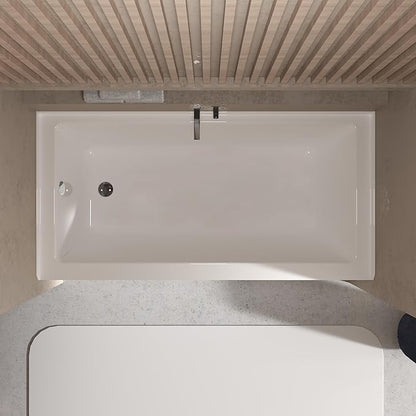 60x30 Inch Acrylic Drop-in Bathtub, Rectangular Soaking Tub with Integral Apron,Built-in Bathtub, Matte Drain and Overflow, Ergonomic Design, Easy Installation for Bathroom, Left Overflow and Drain