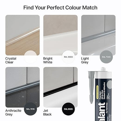 Light Gray Kitchen & Bathroom Sealant & Adhesive Hybrid Polymer | Superior to Silicone Caulk Sealant | Waterproof, Odorless, Paintable | Ideal for Around Bathtub, Shower, Kitchen - 300ml 3 Pack
