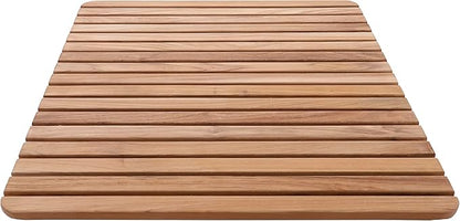 Nordic Style Premium Teak Shower and Bath Mat for Indoor and Outdoor Use - Non-Slip Wooden Platform for Spa, Sauna, Pool, Hot Tub - Flooring Decor and Protector (24" x 24", Natural Finish)