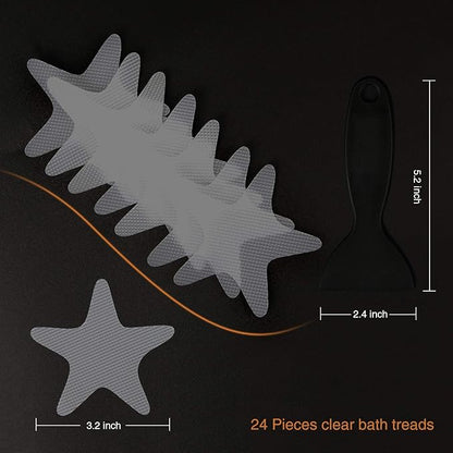 Anti Slip Shower Stickers, 24 PCS Safety Bathtub Stickers Adhesive Decals with Premium Scraper (Gray)