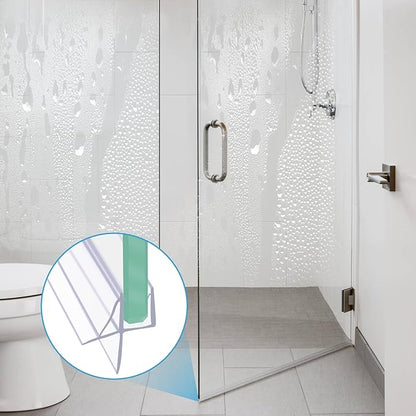 Frameless Shower Door Bottom Seal Shower Sweep with Drip Rail for 3/8" Glass,36" Long, Vinyl, Clear