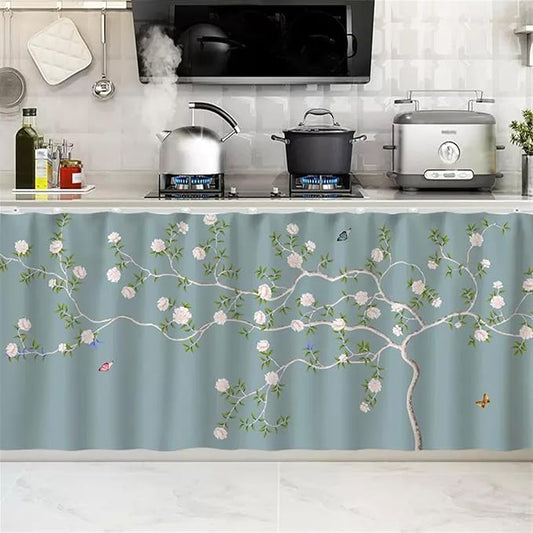 SK Studio Short Curtains for Kitchen, Cabinet Shelf Dust-Proof Blackout Tier Cafe Curtain Under Sink Skirt for Bathroom Laundry Room Style 2, 35.4" W x 27.6" H
