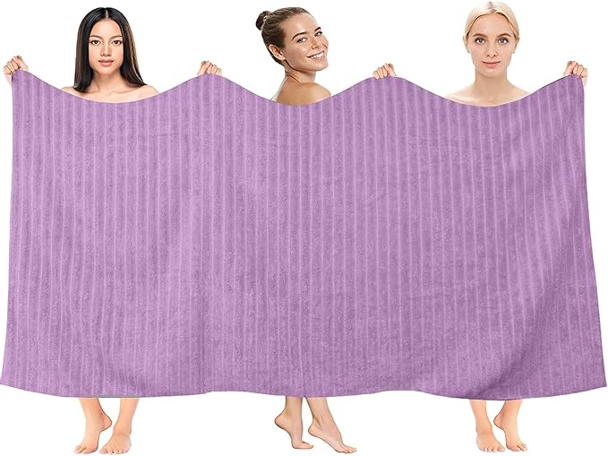 DAN RIVER Pack of 2 Bath Sheet 35x70 Inches, Ribbed XL Towels Oversized for Adults, Fluffy and Soft Plush Towels - Lavender