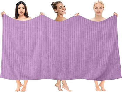 DAN RIVER Pack of 2 Bath Sheet 35x70 Inches, Ribbed XL Towels Oversized for Adults, Fluffy and Soft Plush Towels - Lavender