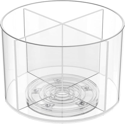 2-Pack Rotating Drink Mix Organizer, Spinning Drink Packet Holder, Clear Lazy Susan Turntable for Powdered Mixes, Divided Drink Storage Organizer