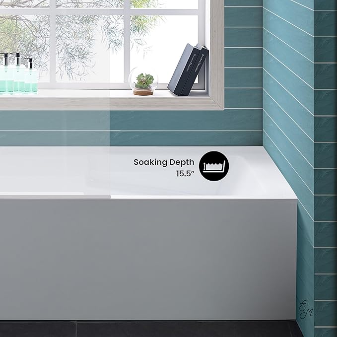 Swiss Madison Well Made Forever SM-AB549 Voltaire Alcove Tub 54" x 30" with Armrest in Glossy White