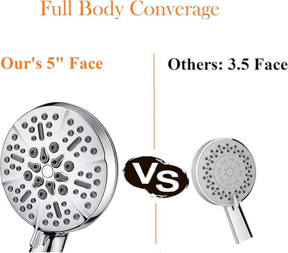 Shower Head with Handheld High Pressure-Full Body Coverage Powerful Rain Showerhead Extra 60" Long Hose and Adjustable Brass Joint Holder- The Perfect Detachable Heads for Bathroom Upgrade