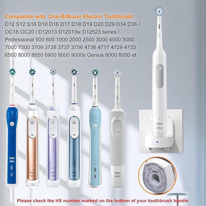 Teeteck Wall Charger for Braun Oral-B Electric Toothbrush, Electric Toothbrush Charger Model 3757 Wireless Charger Base-Waterproof & Portable- Ideal for Bathroom and Travel (Bright White, US)