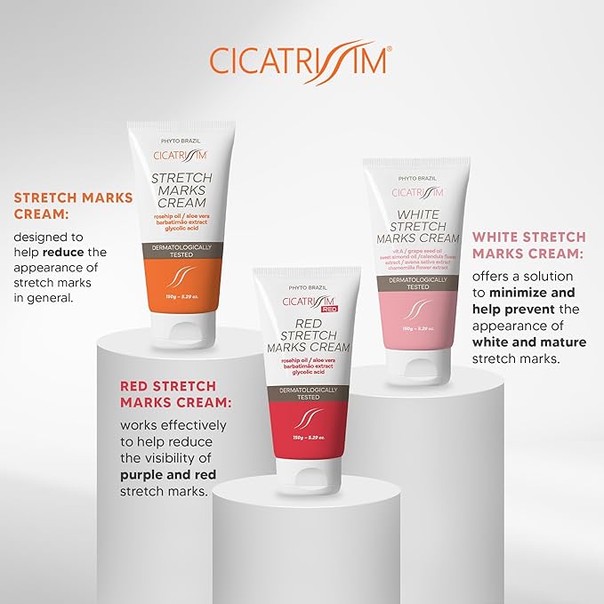 Cicatrissim Stretch Mark Cream for Red and White Striae - Softens Stretch Marks, Evens Skin Tone, and Firms Skin - All Skin Types - 150g