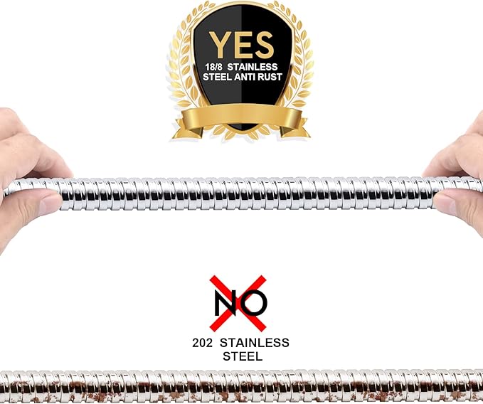 Shower Hose, 79 Inches Extra Long Stainless Steel Handheld Shower Head Hose with Brass Insert and Nut - Durable and Flexible(Chrome)