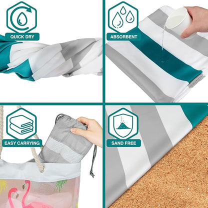 SUN CUBE Microfiber Beach Towel, Quick Dry Sand Free Beach Towel, Lightweight, Compact for Travel Swim Sports Camping, Packable Sand Resistant Towel Adult - Light Grey 78x35 Inches