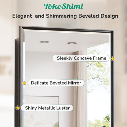 TokeShimi 36x24 Recessed Medicine Cabinet with Mirror Black, Beveled Bathroom Mirror with Storage Aluminum, Surface Mounted Metal Medicine Cabinets for Bathroom Vanity Wall