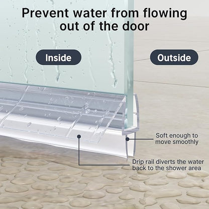 AmazerBath Shower Door Bottom Seal 39 inch (Set of 2) - Suitable for 1/4 Inch Glass, Frameless Glass Seal Strip Shower Door Sweep