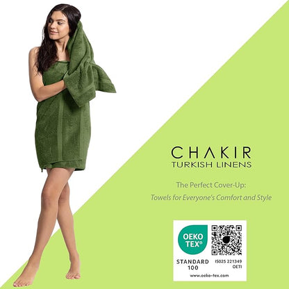Chakir Turkish Linens | Hotel & Spa Quality 100% Cotton Premium Turkish Towels | Soft & Absorbent (4-Piece Bath Towels, Moss)