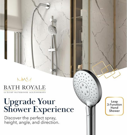 BATH ROYALE Handheld Shower Head, Detachable High Pressure & 3 Spray Modes, Brushed Nickel