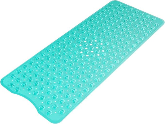 AmazerBath Shower Mat Non Slip 40 x 16 Inches, Shower Stall Mats with Suction Cups and Drain Holes, Non Slip Bath Mat for Tub for Elderly & Kids, Clear Green