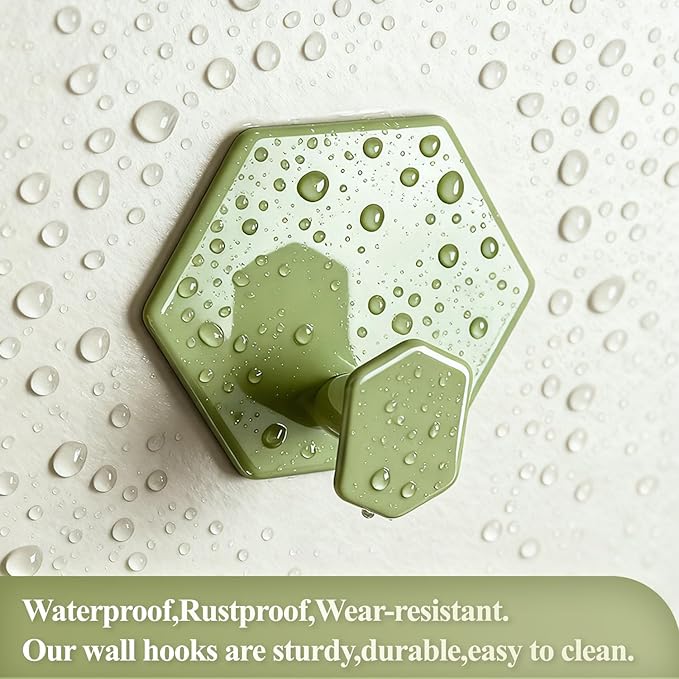 Tindbea Adhesive Towel Hooks Heavy Duty Wall Hooks Waterproof Stainless Steel Shower Rack for Coat, Key, Hat, Robe, Clothes, Picture Hanging Towel Hooks for Bathrooms Kitchen Door (4-Pack, Green)