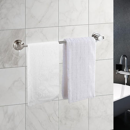 JiePai Extendable 17-28 inch Suction Cup Towel Bar,Bath Shower Towel Holder Shower Door Adhesive Towel Bar Suction Towel Rack (Suction Cup, Brushed Nicke)