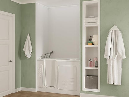 ANZZI Walk In Tub 53'' x 30'' Left Drain Soaking Bathtub in White Walk-In Soaker Tub with Easy Access Safe Grab Bars and Slip-Resistant Material and Quick Fill Faucet