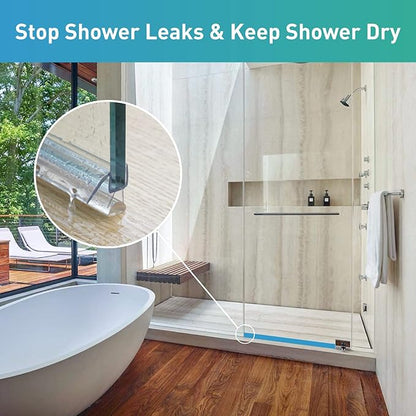 Shower Door Bottom Seal, 2 PCS 1/4" x 36" Shower Door Sweep for 1/4 Inch Glass, Frameless Glass Shower Door Seal Strip, Stop Shower Leaks and Create a Water Barrier
