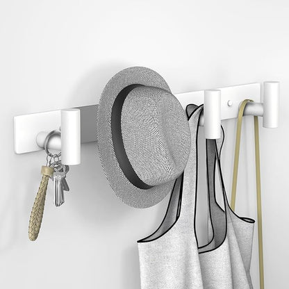 VAEHOLD Hat and Coat Wall Mount Rack - Hooks for Robes, Bags, Keys, and Towels - Bathroom Towel Hanger Organizer (White, “T“ Shape 4 Hooks 1 Pack)