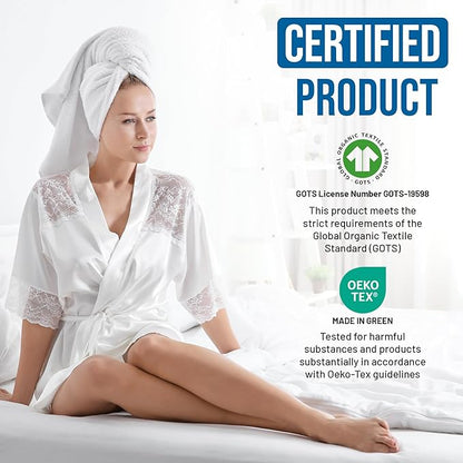 TOWELTIQUE- Organic Cotton Plush Bath Towels Pack of 4 GOTS & Oeko- TEX Certified | Premium Soft, Absorbent & Quick-Drying Towels for Bathroom, Gym, Spa & Hotel Use – White