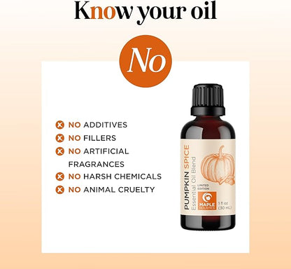 Pumpkin Spice Essential Oil Blend - Warm & Cozy Pumpkin Spice Oil for Diffuser Candles Soaps & DIYs with Real Nutmeg Cinnamon Clove & Ginger Extracts - Fall Scented Aromatherapy Blend (1 Fl Oz)