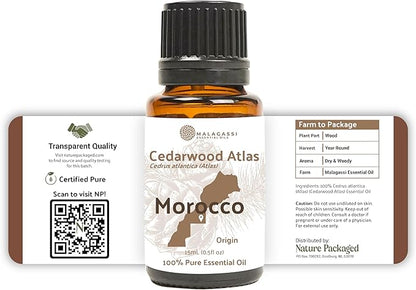 Cedarwood Atlas Essential Oil - Direct from Morocco Forests - Steam Distilled - Cedro del Atlas for Aromatherapy, Massage, Diffuser, DIY Candle and Soap Making - 8oz