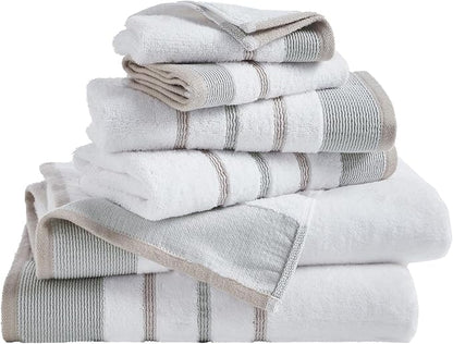 Great Bay Home Decorative Bath Towel Set - Luxury Cotton 6 Piece Towel Set - 2 Bath Towels, 2 Hand Towels, 2 Washcloths - Luxurious, Ultra-Soft, Durable Towels for Bathroom Decor (Grey/Cappuccino)
