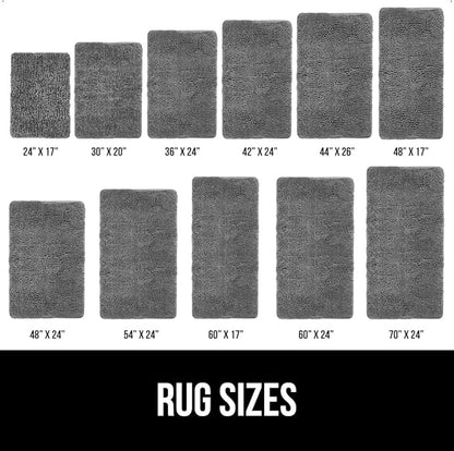 GORILLA GRIP Bath Rug Mat 60x24, Thick Soft Absorbent Chenille, Quick Dry Microfiber Mats, Rubber Backing Washable Shower Floor Rugs, Bathmat Runner, US Designed Bathroom Home Decor Accessories Grey