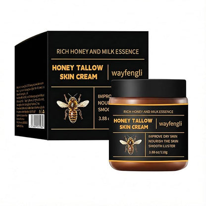 Whipped Beef Tallow & Honey Balm - Natural Face Moisturizer & Body Cream with Milk Essence - Deep Nourishing Skin Care for Dry, Sensitive Skin, Eczema Prone Areas & Baby (3.88 oz)