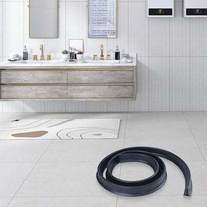 Flexible TPE Rubber Shower Splash Guard Threshold Strip,2m Trim-to-Fit Water Barrier for Bathroom Floors,Bathtub Edges,Kitchen Sink Toilet - White