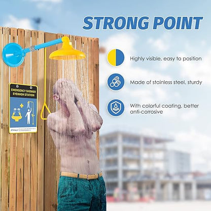 Emergency Shower Station Safety Shower Outdoor Horizontal/Wall Mounted Drench Shower for Emergency Shower, Highly Visible Color