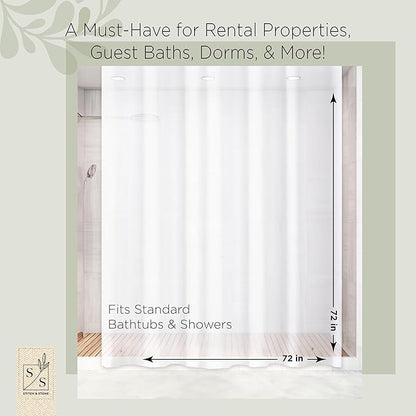 Stitch & Stone Shower Curtain Liner, Premium Heavyweight Durable Waterproof 8g PEVA for Bathroom with Weighted Magnets, Standard Size 72" x 72", Frosty 1 Pack