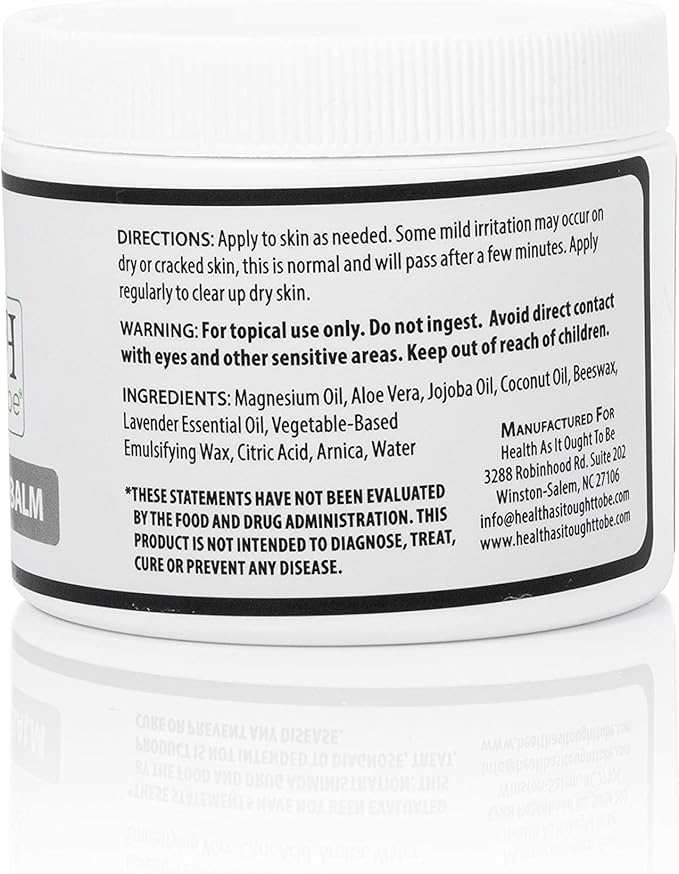 Magnesium Body Balm for Muscle Relief | All Natural Magnesium Oil Body Balm Infused with Arnica, Aloe Vera, Jojoba & Coconut Oil | For Headaches, Cramps, & Fast Muscle Relief | 4-Ounce
