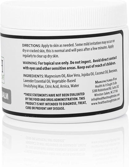 Magnesium Body Balm for Muscle Relief | All Natural Magnesium Oil Body Balm Infused with Arnica, Aloe Vera, Jojoba & Coconut Oil | For Headaches, Cramps, & Fast Muscle Relief | 4-Ounce
