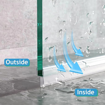 Shower Door Seal, 2 PCS 3/8" X 36" Glass Door Bottom Seal, Ultra Clear Frameless Shower Doors Strip, Stop Shower Leaks and Create a Water Barrier for 3/8 Inch (10mm) Glass
