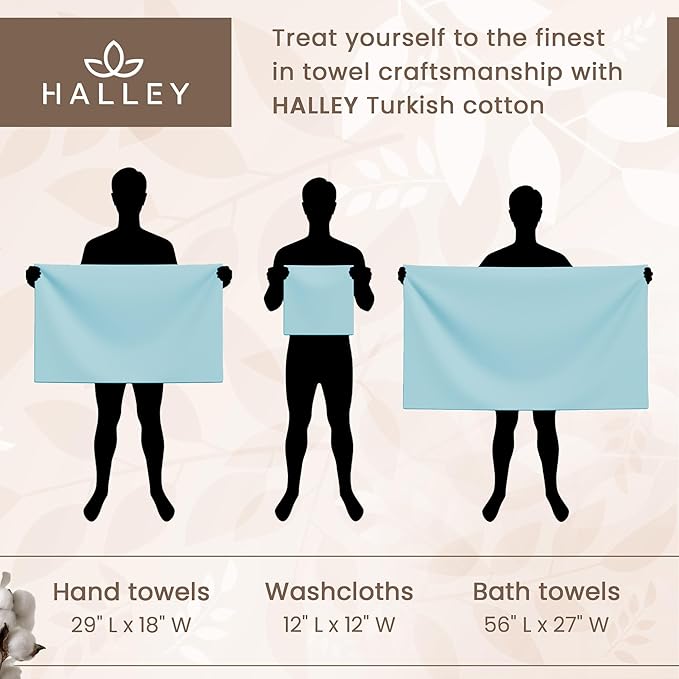 HALLEY Turkish Cotton Towels (Set of 4) 1 Bath Towel 1 Hand Towel 2 Washcloths, Super Soft Highly Absorbent 100% Cotton Towels for Bathroom and Kitchen for Mother’s Day (Tan)