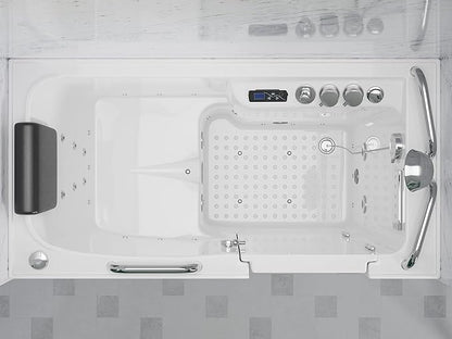 ANZZI Walk In Tub 53" x 27" Right-Drain Bathtub, Air & Whirlpool Massage Jets, Quick Fill with 6‑Setting Handheld Shower, Aromatherapy, Bath Pillow, LED Light | 2753FLWR