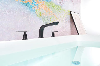 SITGES Classic Bathtub Faucet,2-Handle Oil Rubbed Bronze Tub Filler,3-Hole Widespread Roman Tub Faucet,High Flow Deck Mount Bath Tub Faucet with Valve Included