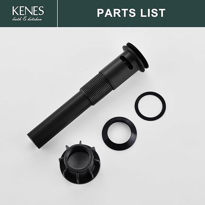 KENES Pop Up Bathroom Sink Drain with Overflow, Matte Black Pop Up Drain Stopper Anti Clog Pop Up Drain Stopper Lavatory Bathroom Vanity Sink Drain