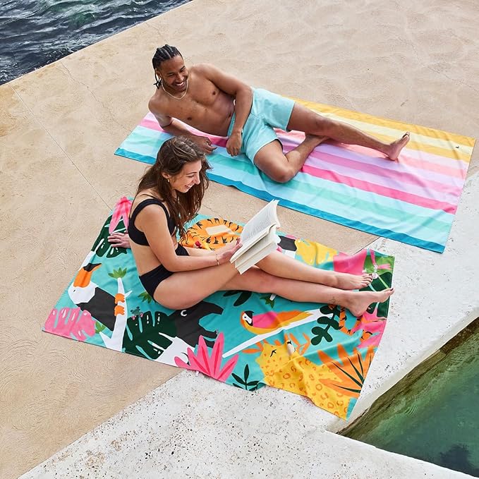 Dock & Bay Kid's Towel - for Beach Use - Quick Dry, Sand Free - Compact, Lightweight - 100% Recycled - Includes Bag - Coastal Candy, Large (160x90cm, 63x35)