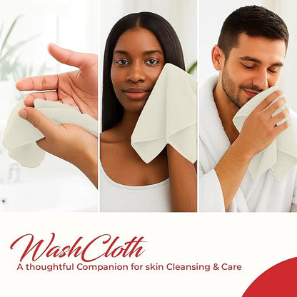 RIVERSIDE 12 Pack Washcloths - 12x12 Inches, 400 GSM, 100% Ring-Spun Cotton - Soft, Absorbent & Durable Face and Body Towels - for Bathroom, Spa, Gym, Makeup Removal & Everyday Use - Cannoli Cream