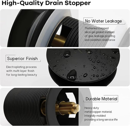 FerdY Pop-up Drain for Freestanding Bathtub, Matte Black Finish, cUPC Certification, Freestanding Bathtub Drain Stopper