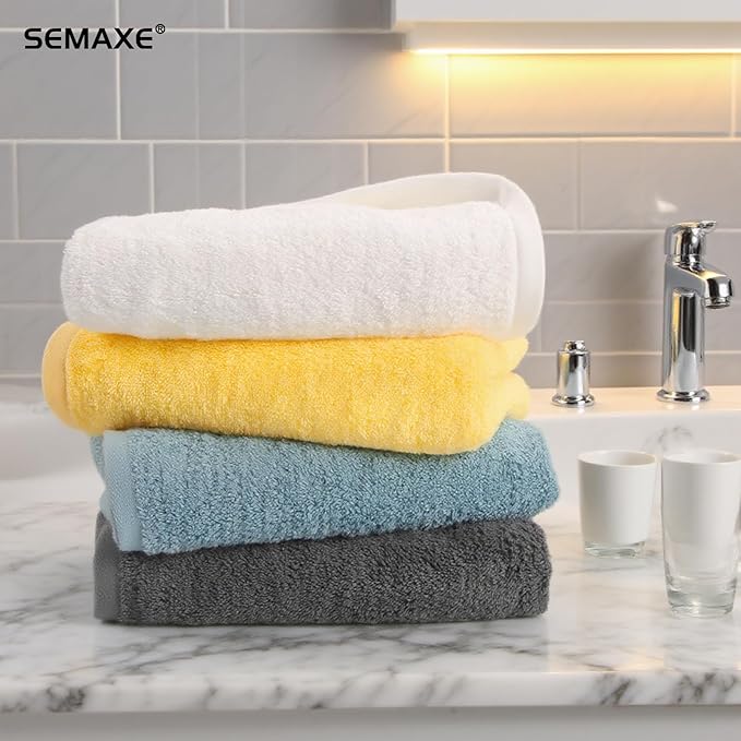 SEMAXE 12 Pack Hand Towels for Bathroom, 100% Cotton Towels with Hanging Loops, Soft and Highly Absorbent, Hand Towel Set for Gym, Shower, Hotel, Spa and Kitchen, Grey