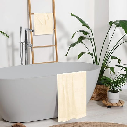 Ultra Soft 3 Pack Cotton Towel Set, Contains a Bath Towels 28x55 inch, a Hand Towels 16x24 inch & a Wash Coths 12x12 inch, Ideal Everyday use, Compact & Lightweight - Ivory