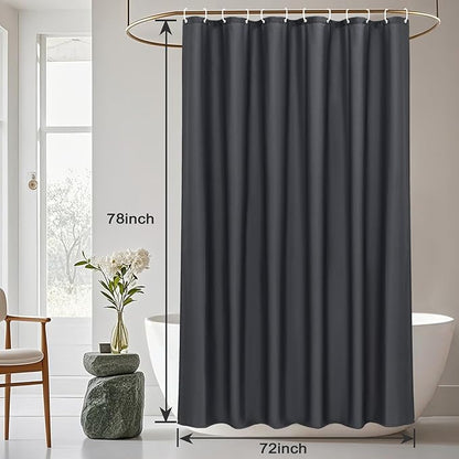 AooHome Fabric Shower Curtain Liner, Solid Hotel Shower Curtain, Water Repellent, Dark Grey, 72 Width x 78 Height Inch
